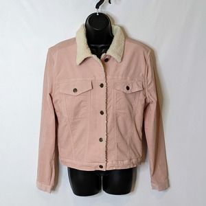 Harper Heritage Soft Pink and Cream Fleece Lined Bomber Jacket Size M